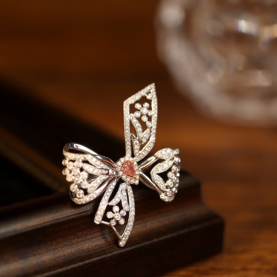 14k Gold 0.92 Ctw Natural Pink Diamond & Diamond Ring - 3