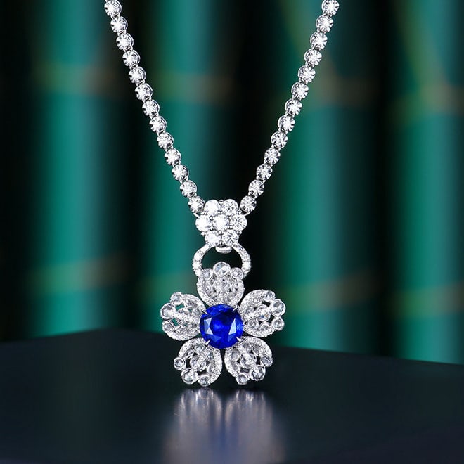 14k Gold 2.15 Ctw Natural Sapphire & Diamond Ring/pendant( Without Chain ): Ref:231130266 // gold content:14k gold // ring size:7. 25us // // main gemstone:sapphire // shape:round // carat weight:1. 9ct // color:blue // treatment:natural // cut grade:g // // adjacent