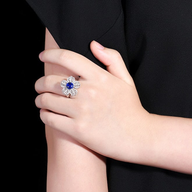 14k Gold 2.15 Ctw Natural Sapphire & Diamond Ring/pendant( Without Chain ) - 8