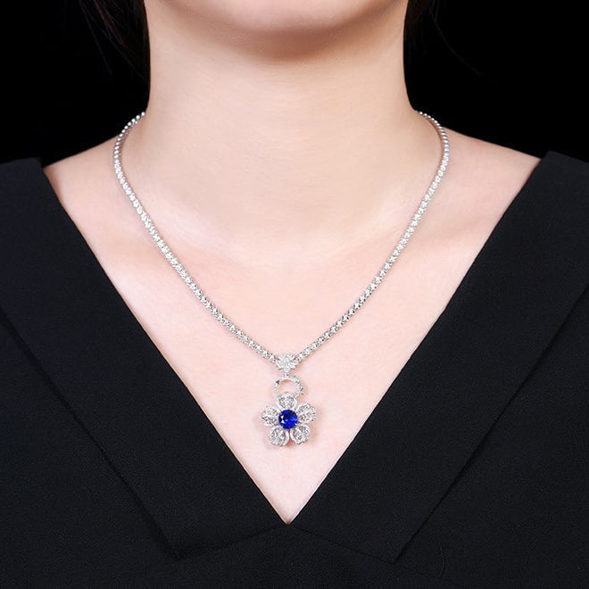 14k Gold 2.15 Ctw Natural Sapphire & Diamond Ring/pendant( Without Chain ) - 9