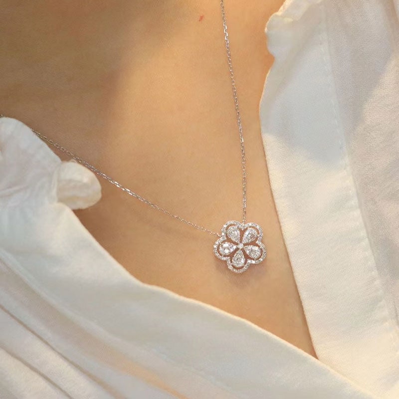 14k Gold 0.35 Ct Natural H Diamond Necklace - 2