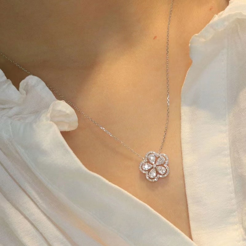 14k Gold 0.35 Ct Natural H Diamond Necklace - 3