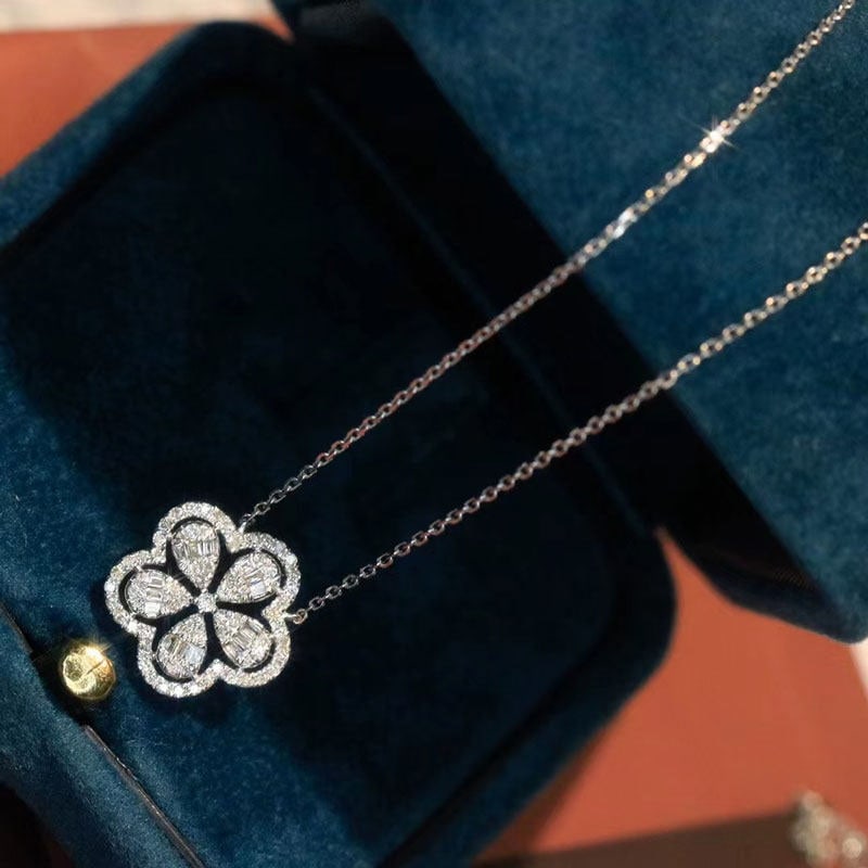 14k Gold 0.35 Ct Natural H Diamond Necklace - 4