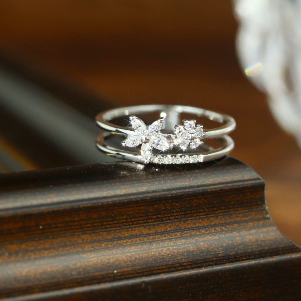 14k Gold 0.26 Ct Natural H Diamond Ring - 3