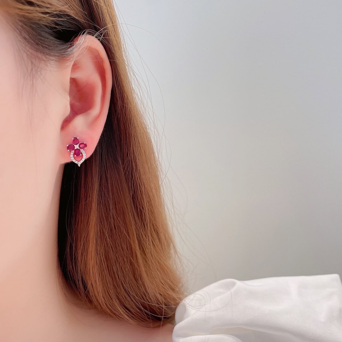 14k Gold 1.50 Ctw Natural Ruby & Diamond Earrings - 2