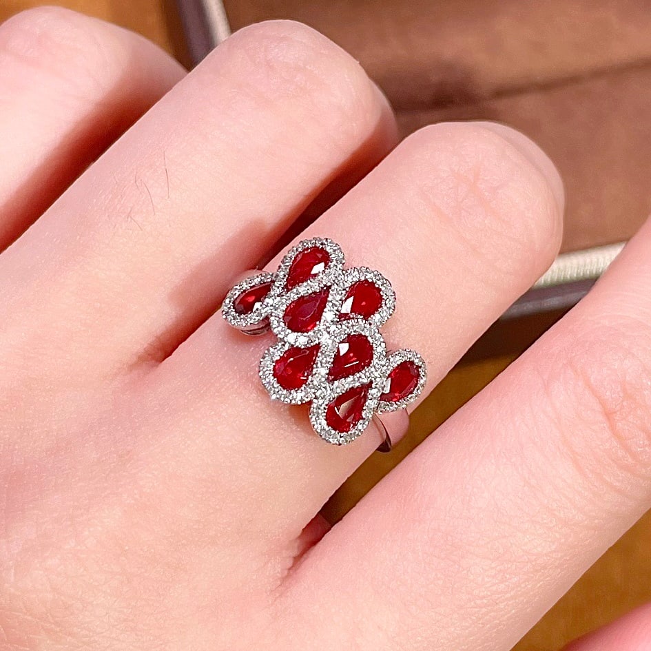 14k Gold 1.8 Ct Natural Ruby & Diamond Ring - 6