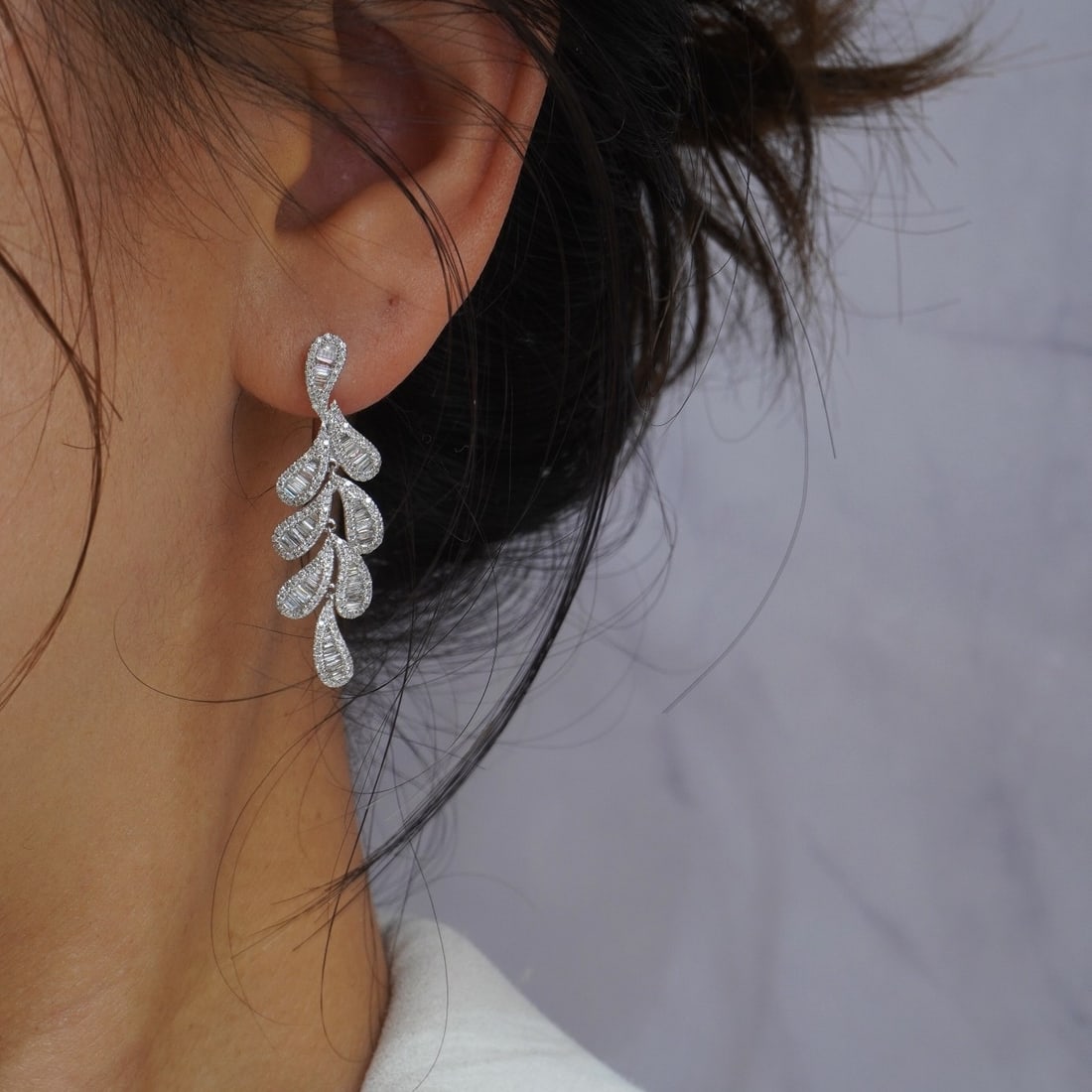 14k Gold 1.42 Ct Natural H Diamond Earrings - 8