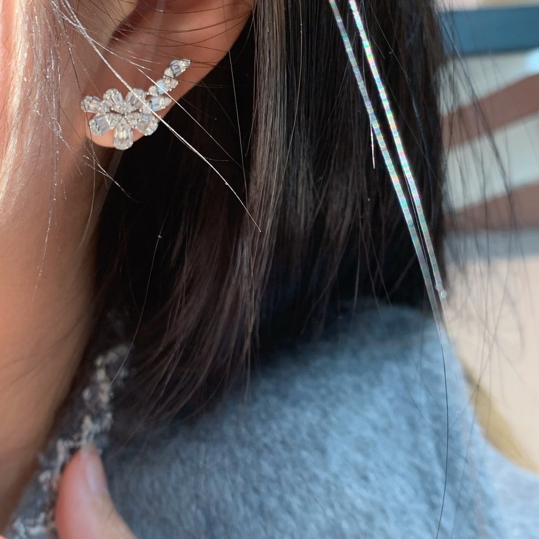 14k Gold 1.1 Ct Natural H Diamond Earrings - 4