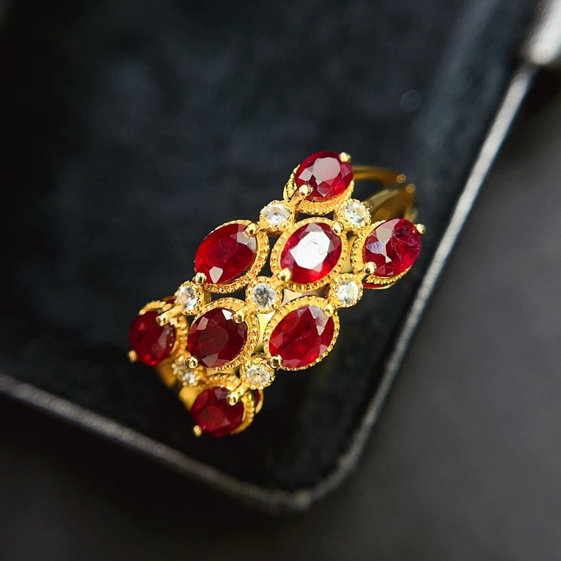 14k Gold 1.85 Ct Natural Ruby & Sapphire Ring - 3