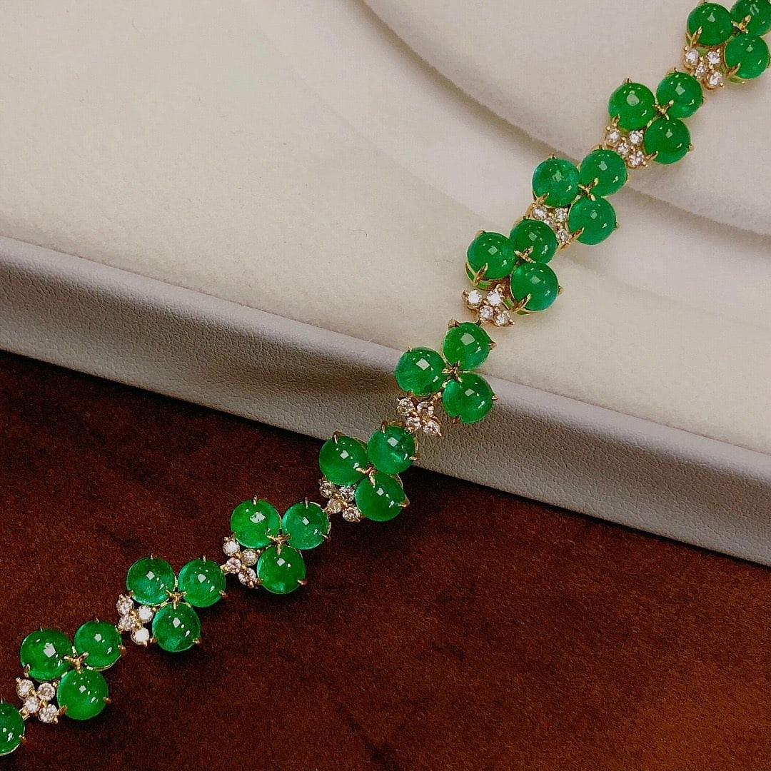 14k Gold 20.18 Ctw Natural Emerald & Diamond Bracelet - 2