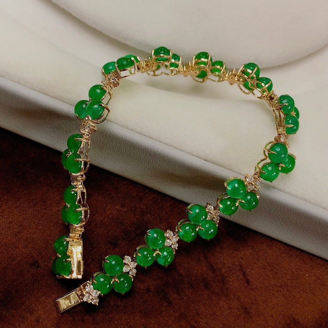 14k Gold 20.18 Ctw Natural Emerald & Diamond Bracelet - 3