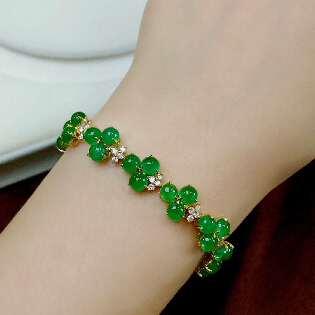 14k Gold 20.18 Ctw Natural Emerald & Diamond Bracelet - 4