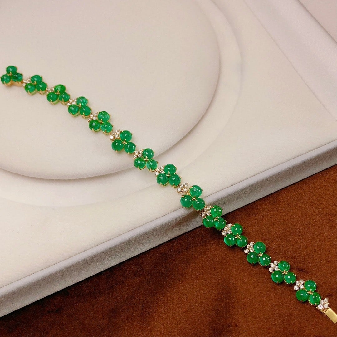 14k Gold 20.18 Ctw Natural Emerald & Diamond Bracelet - 6