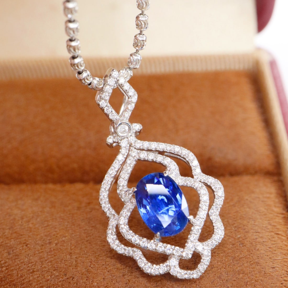 14k Gold 1.43 Ctw Natural Sapphire & Diamond Pendant( Without Chain ) - 3