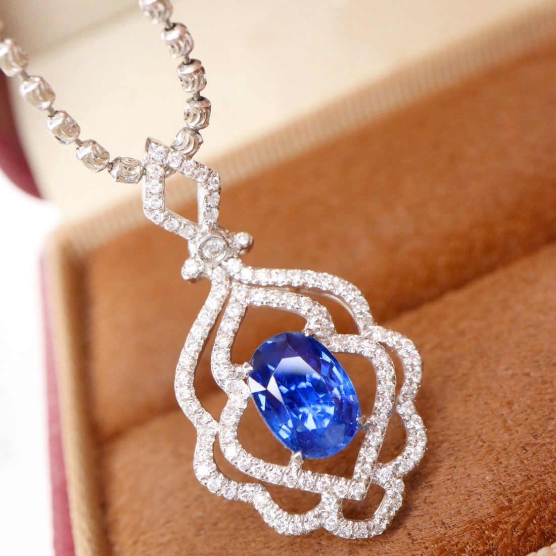 14k Gold 1.43 Ctw Natural Sapphire & Diamond Pendant( Without Chain ) - 4