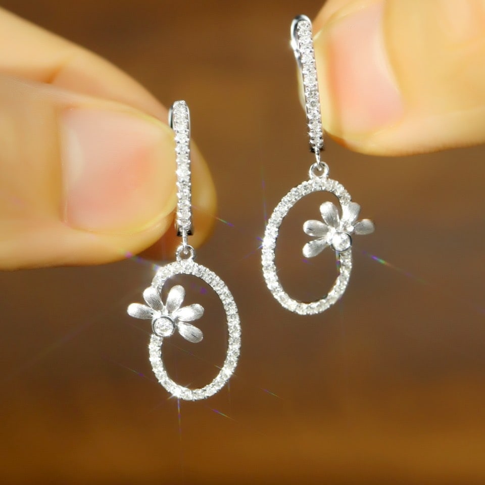 14k Gold 0.40 Ct Natural H Diamond Earrings - 4