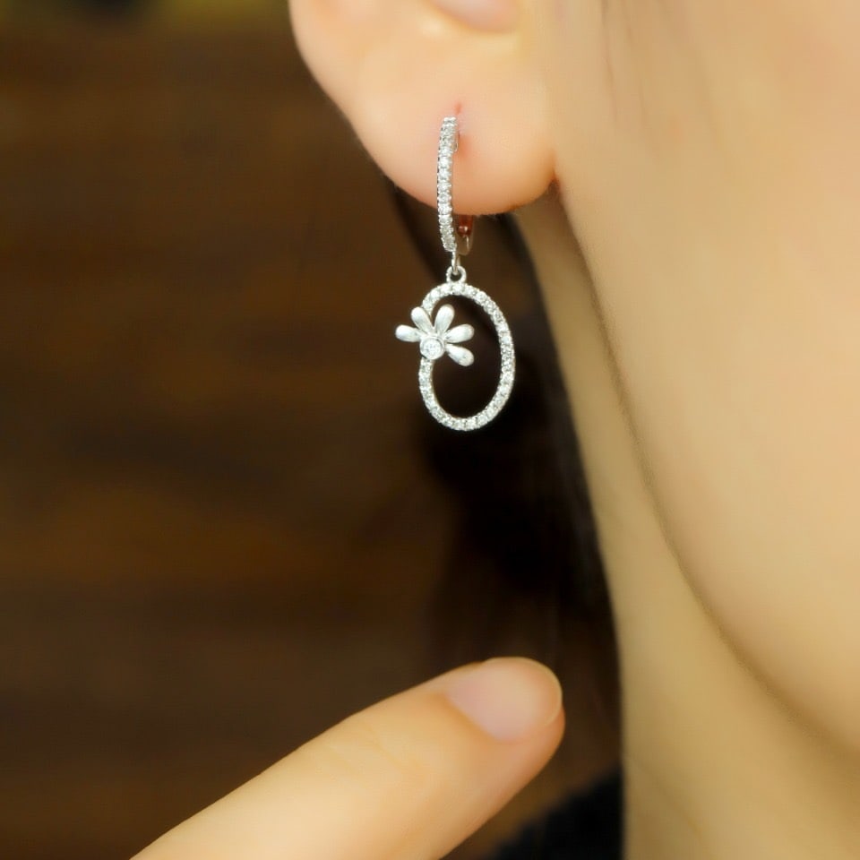 14k Gold 0.40 Ct Natural H Diamond Earrings - 5