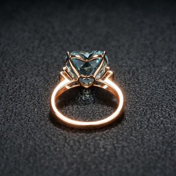 14k Gold 5.13 Ct Natural Aquamarine & Diamond Ring - 5