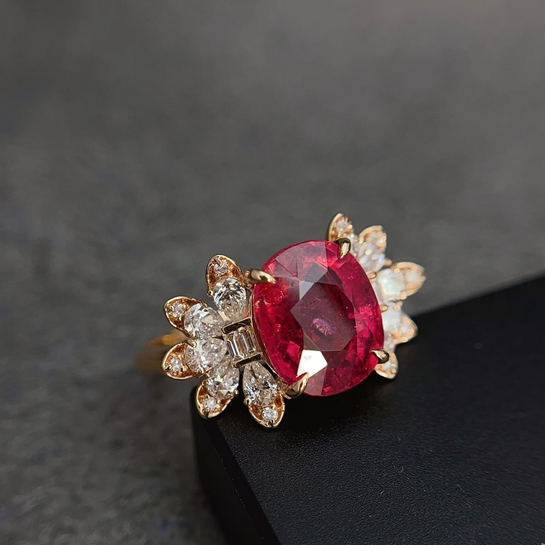 14k Gold 3.90 Ct Natural Tourmaline & Diamond Ring - 4