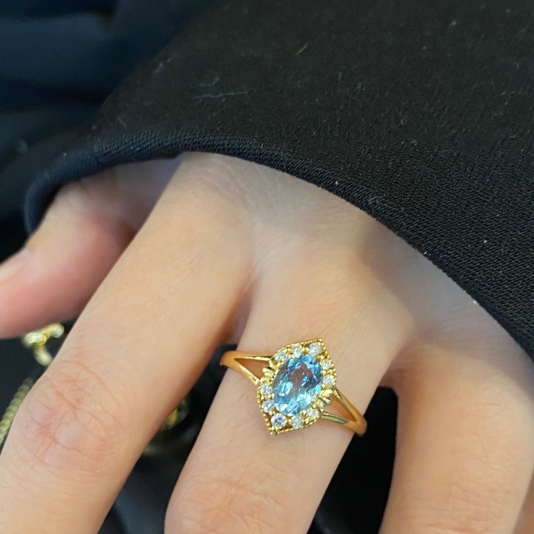 14k Gold 0.81 Ctw Natural Aquamarine & Diamond Ring - 3