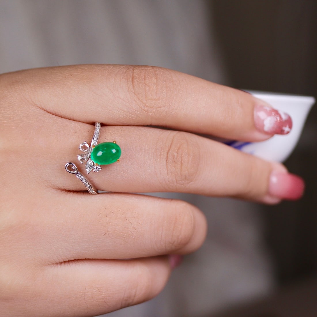 14k Gold 1.86 Ctw Vivid Green Natural Emerald & Diamond Ring - 3