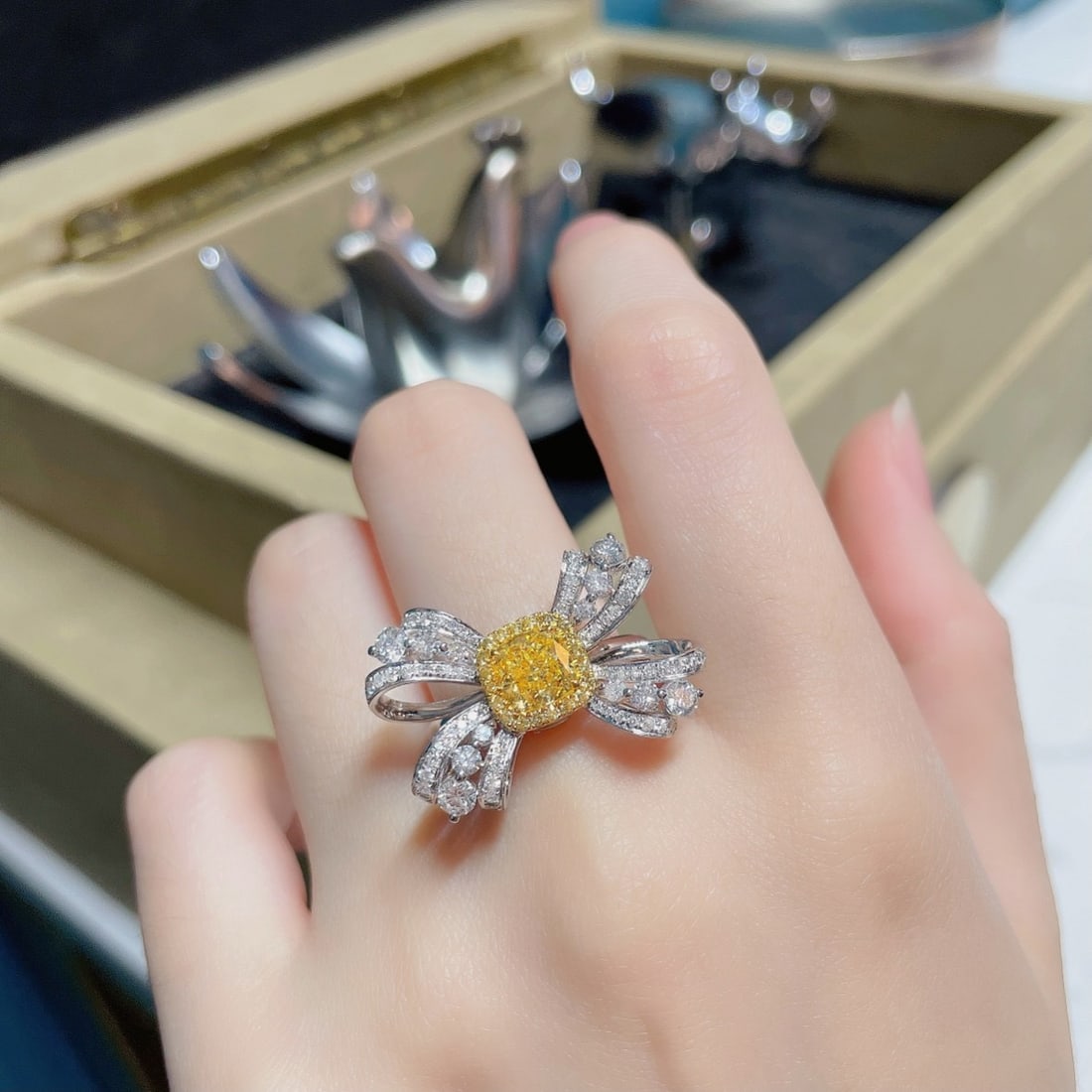 14k Gold 1.87 Ctw Natural Yellow Diamond & Diamond Ring/pendant( Without Chain ) - 2