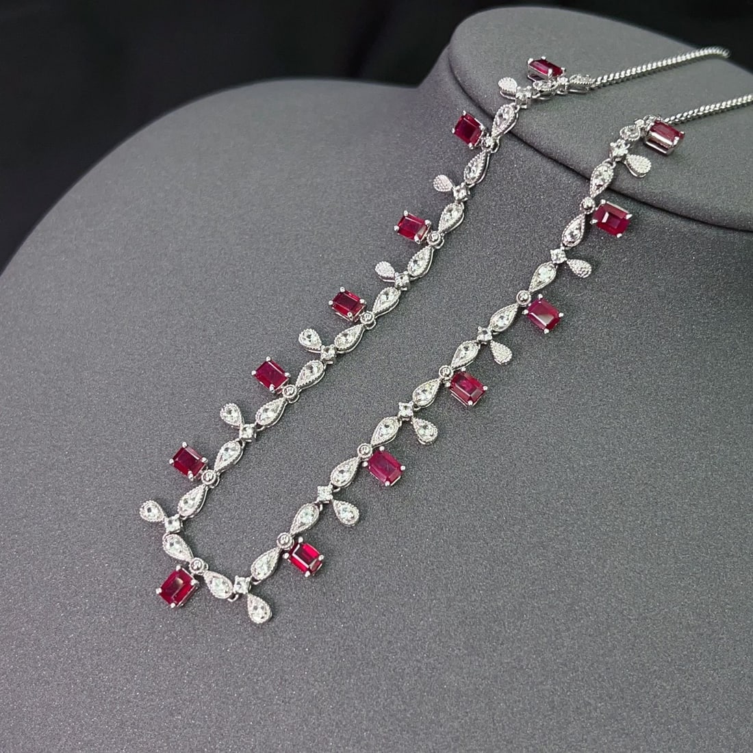 14k Gold 4.58 Ct Natural Ruby & Sapphire Necklace - 4