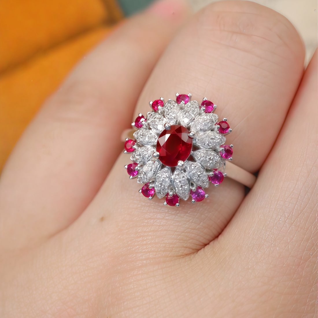 14k Gold 0.85 Ctw Natural Ruby & Ruby Ring - 6