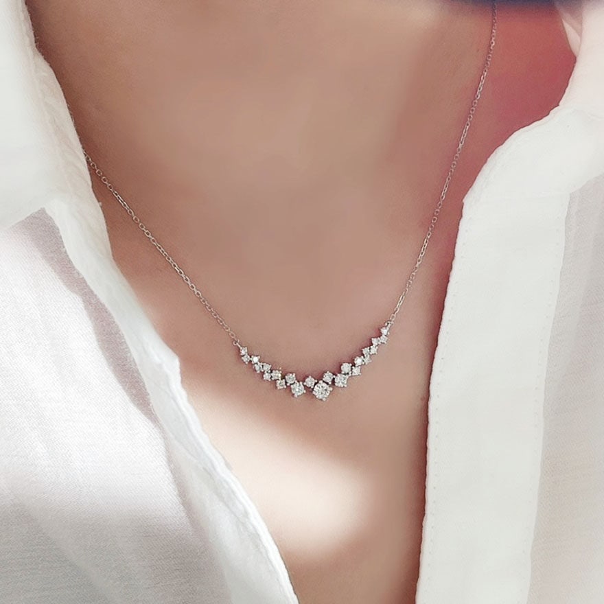 14k Gold 2.4 Ct Natural H Diamond Necklace - 3