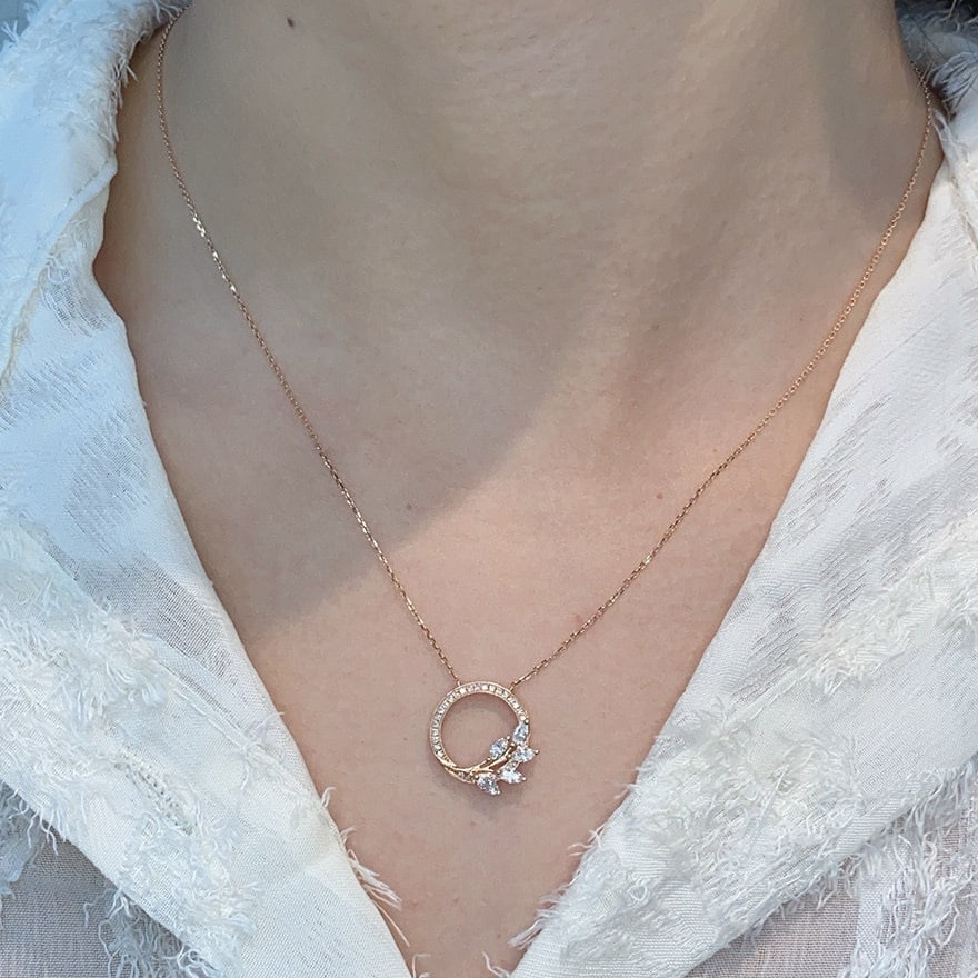 14k Gold 0.45 Ct Natural H Diamond Necklace - 2