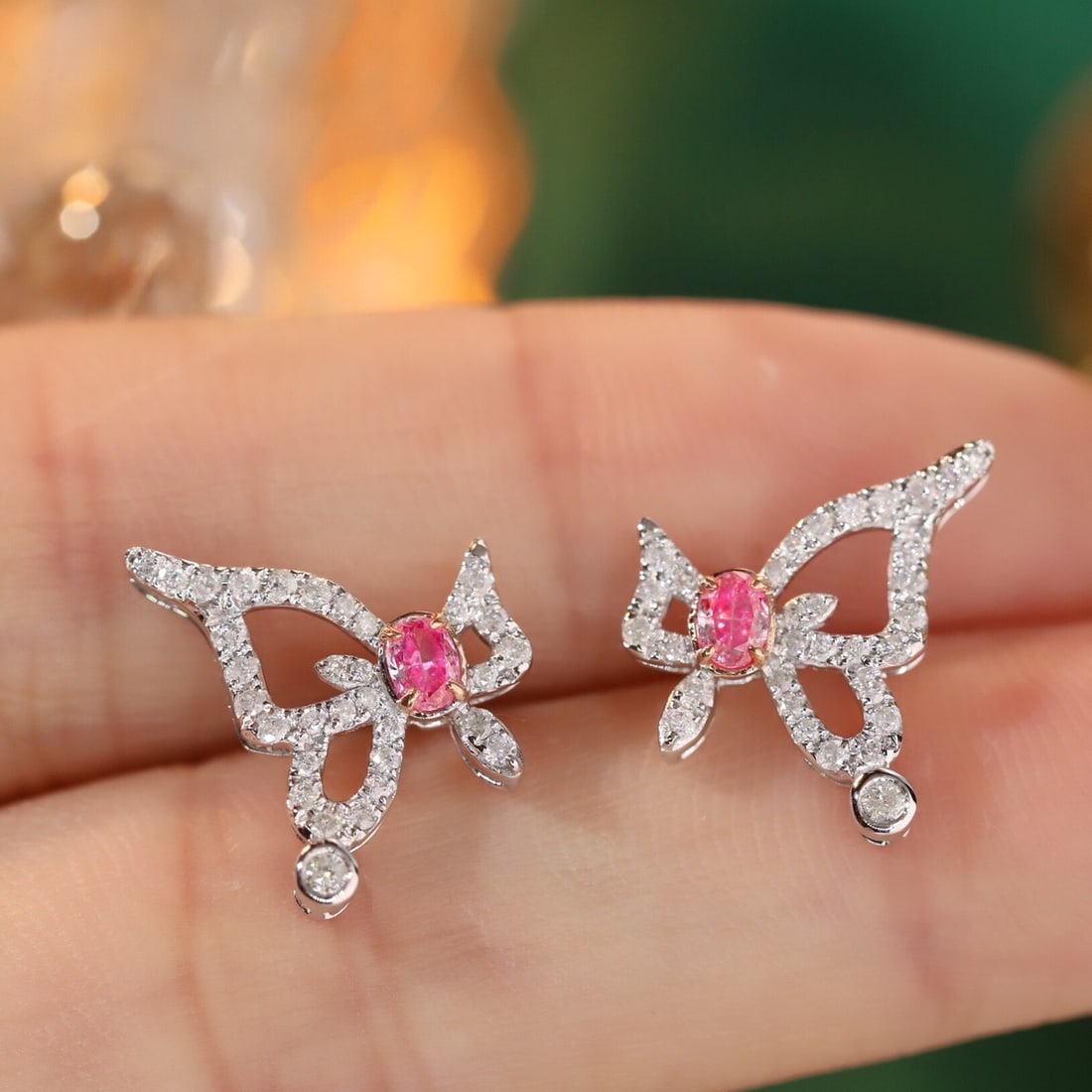 14k Gold 0.66 Ctw Natural Pink Diamond & Diamond Earrings - 2