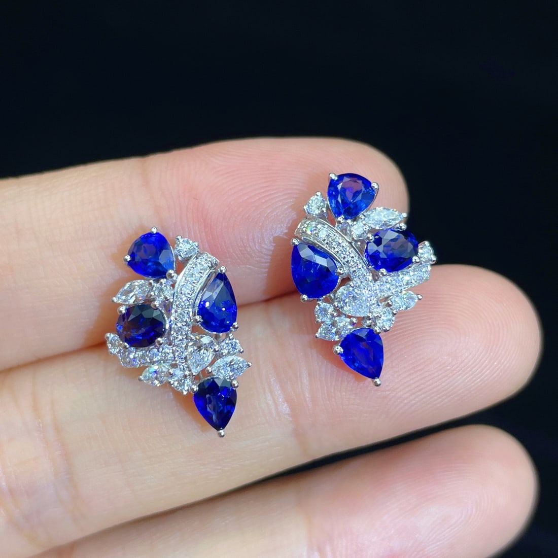 14k Gold 3.02 Ctw Natural Sapphire & Diamond Earrings - 2