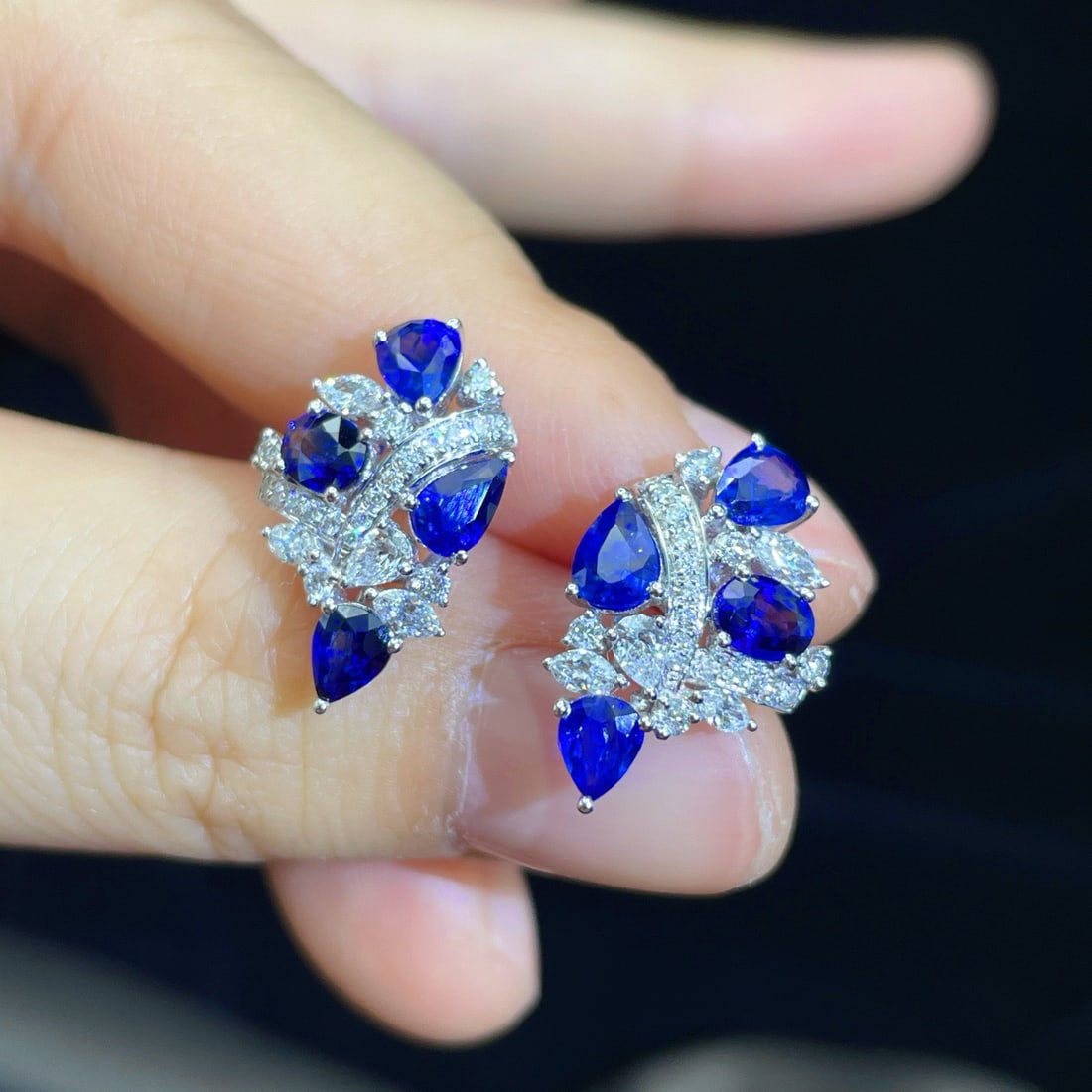 14k Gold 3.02 Ctw Natural Sapphire & Diamond Earrings - 3