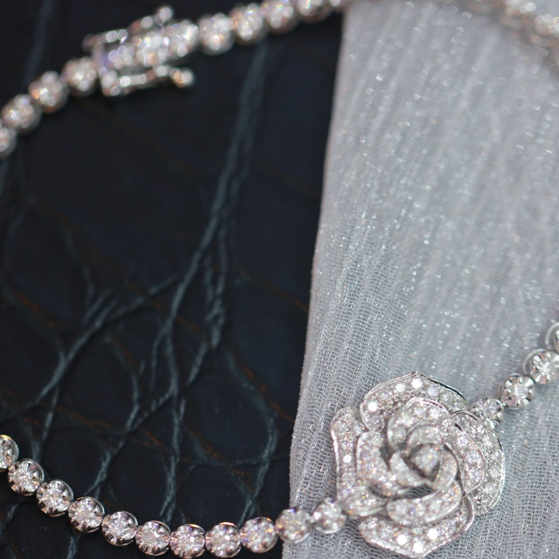 14k Gold 1.5 Ct Natural H Diamond & Flowers Bracelet - 8