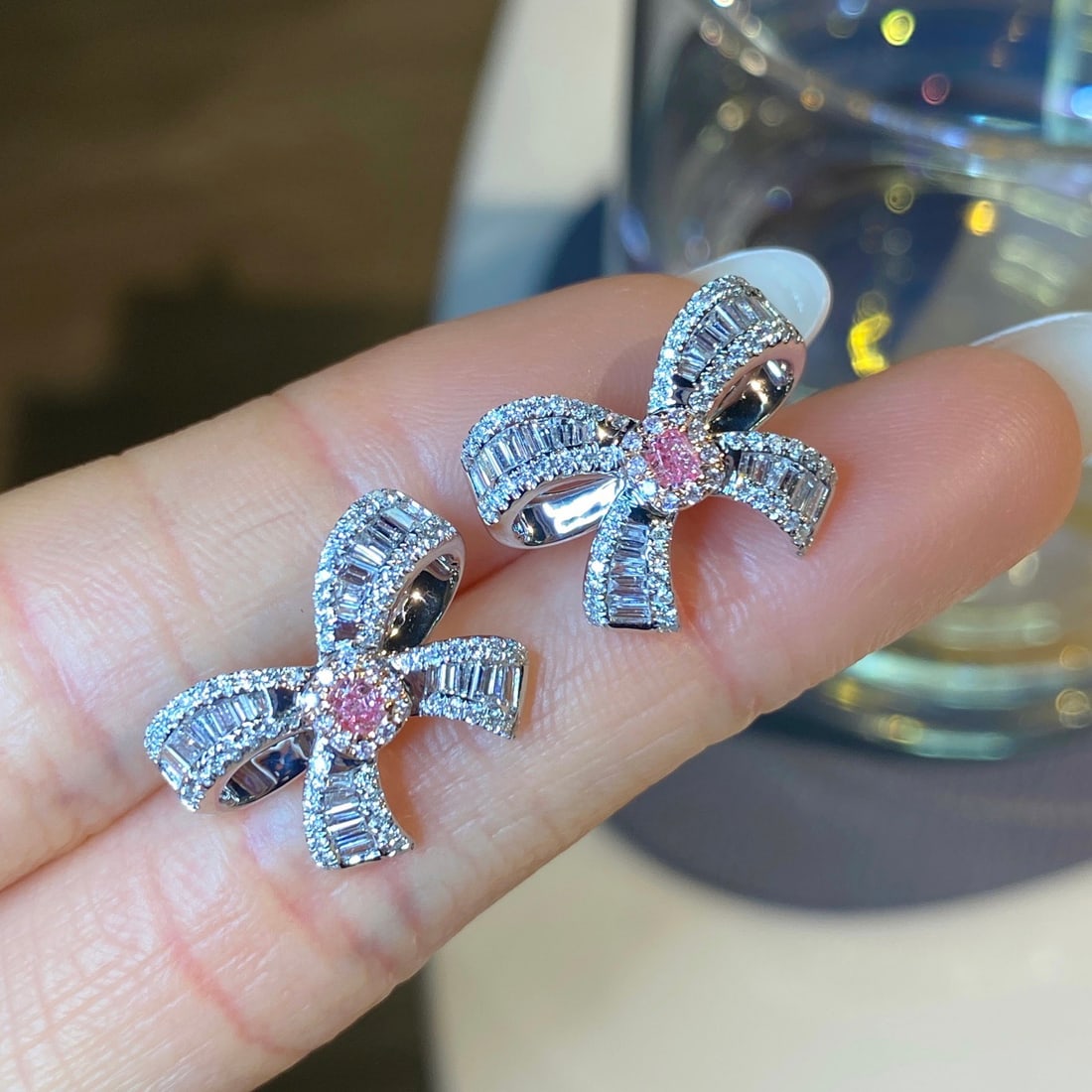 14k Gold 1.04 Ctw Natural Pink Diamond & Diamond Earrings - 6