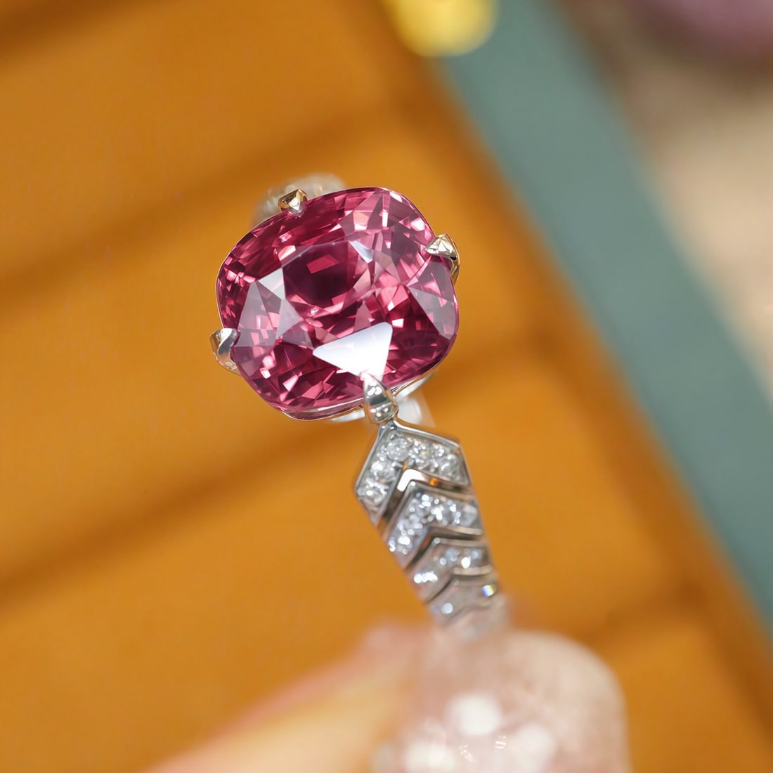 14k Gold 2.89 Ctw Natural Spinel & Diamond Ring - 2