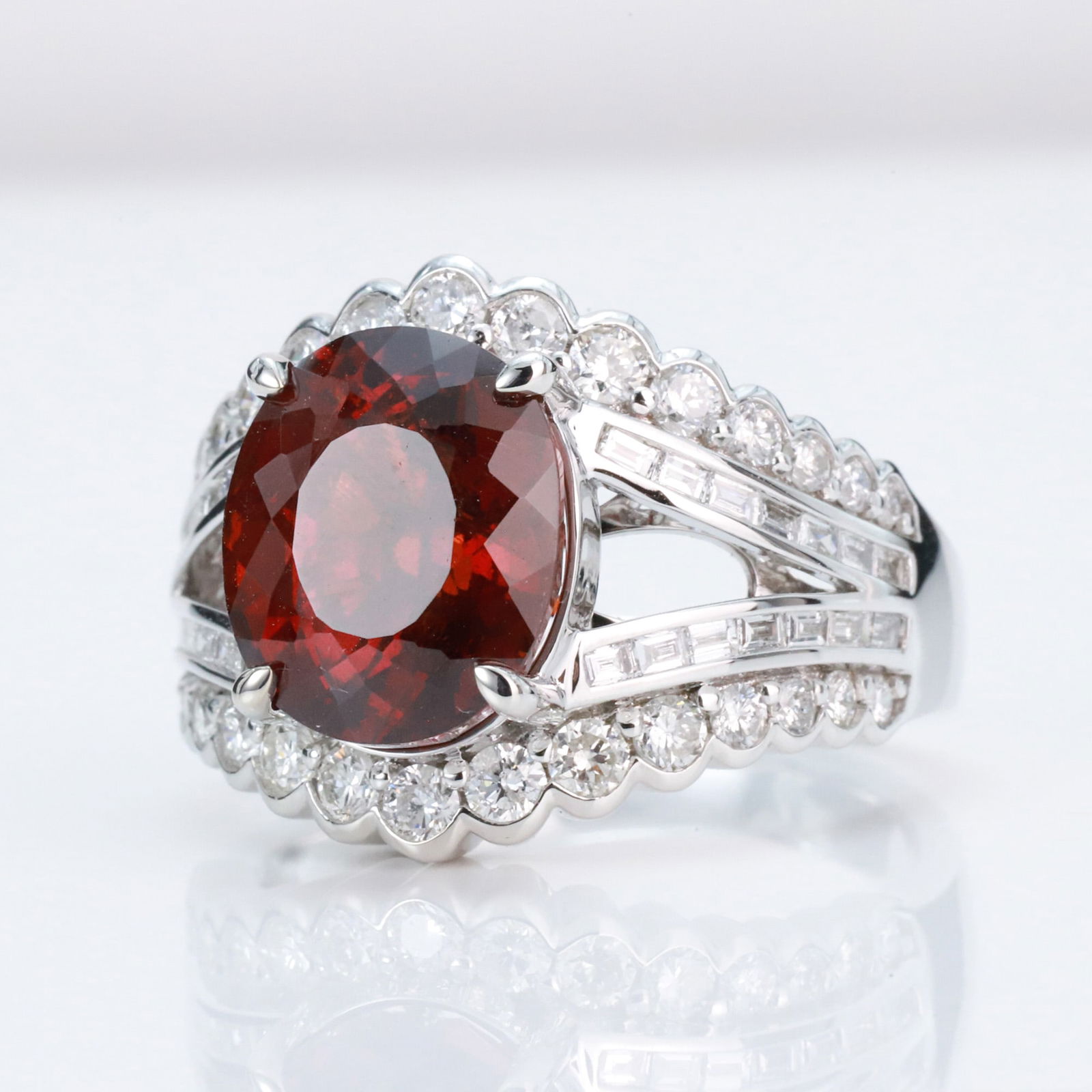 14k Gold 7.12 Ct Natural Spessartine & Diamond Ring - 5