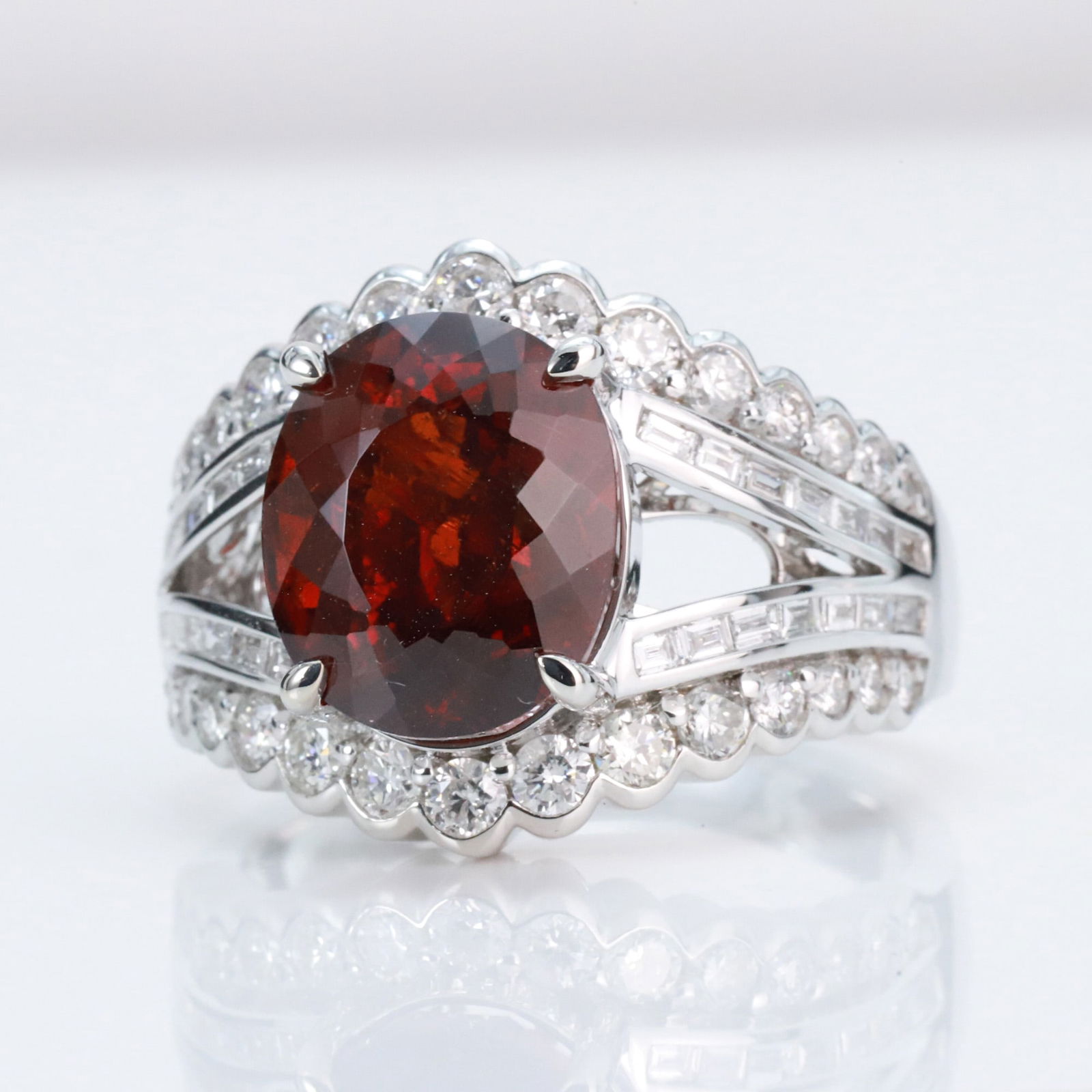 14k Gold 7.12 Ct Natural Spessartine & Diamond Ring - 6