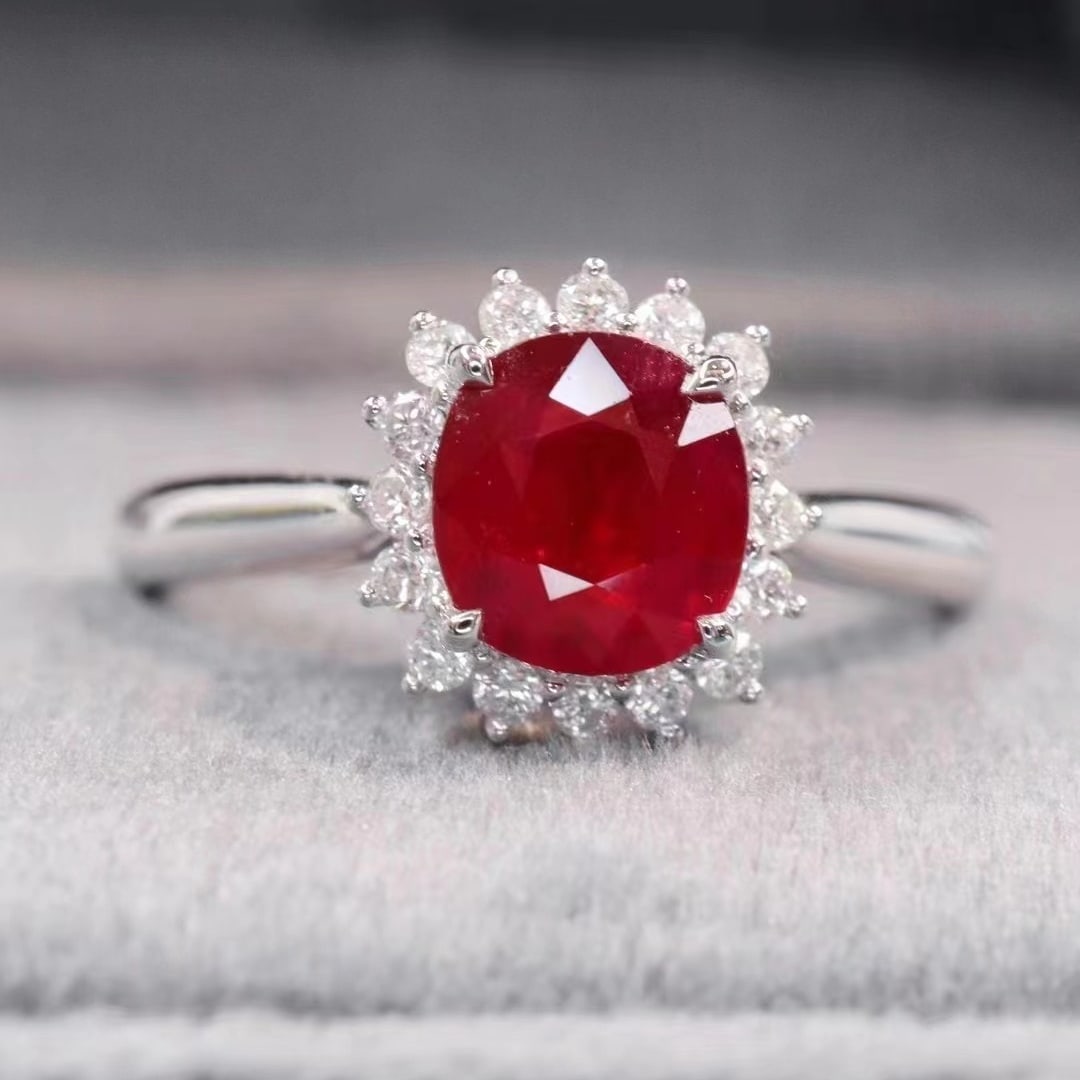 14k White Gold 1.26 Ctw Natural Ruby & Diamond Ring - 3