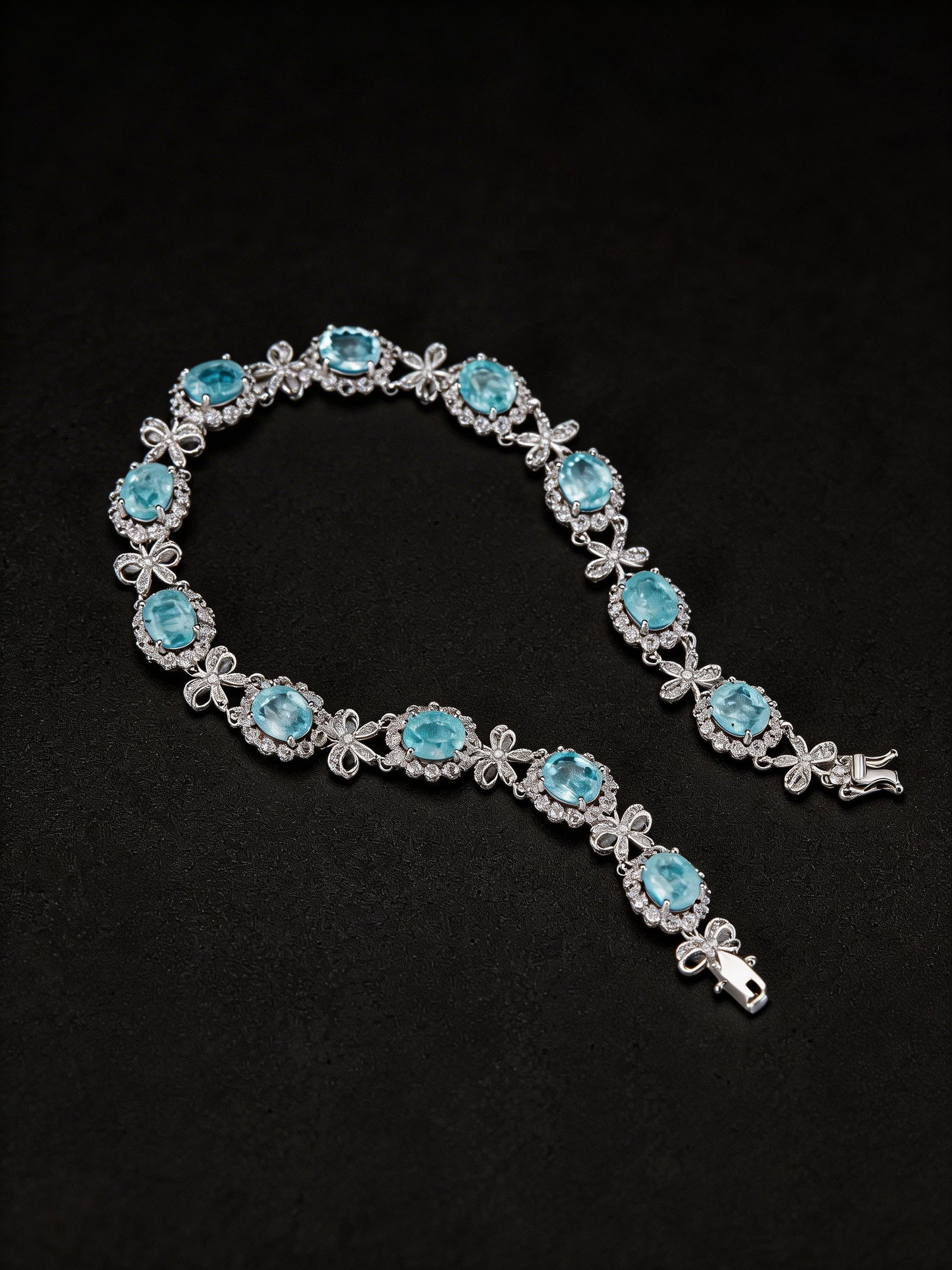 14k Gold 6.2 Ct Natural Paraiba Tourmaline & Diamond Bracelet - 5