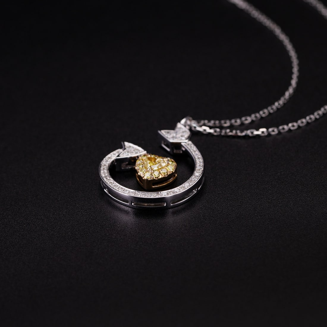 14k Gold 1.19 Ct Natural Yellow Diamond & Diamond Pendant - 4