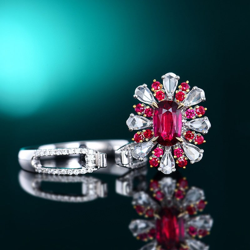 14k Gold 1.45 Ctw Natural Ruby & Diamond Ring/pendant( Without Chain ) - 4