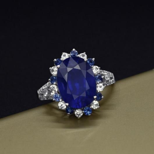 14k Gold 5.65 Ctw Natural Sapphire & Sapphire Ring - 3