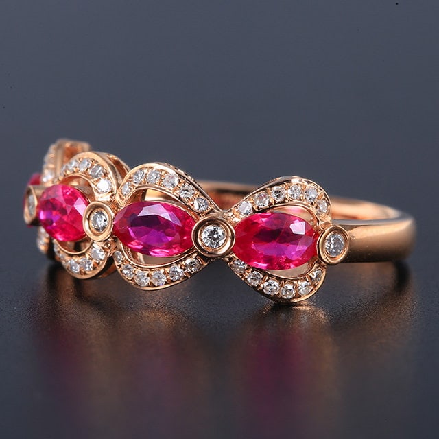 14k Gold 1.25 Ctw Natural Ruby & Diamond Ring - 2