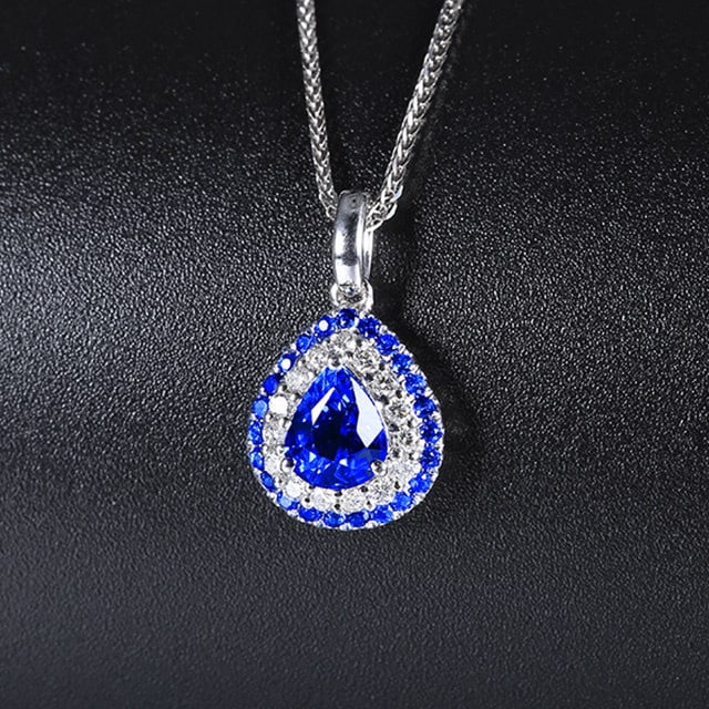 14k Gold 1.05 Ctw Natural Sapphire & Sapphire Pendant( Without Chain ) - 2