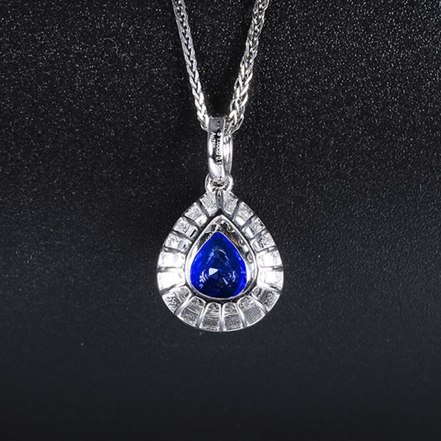 14k Gold 1.05 Ctw Natural Sapphire & Sapphire Pendant( Without Chain ) - 4