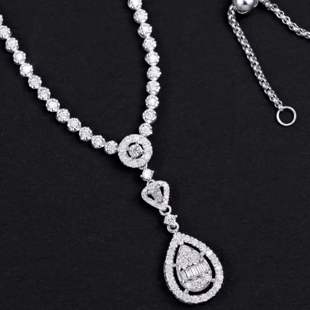 14k Gold 1.08 Ct Natural H Diamond Necklace - 2