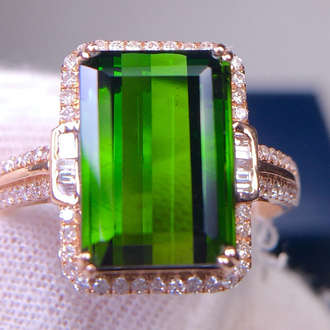 14k Gold 6.5 Ct Natural Tourmaline & Diamond Ring - 2