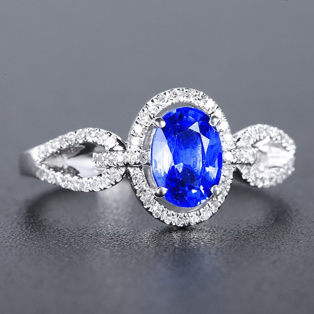14k Gold 1.41 Ctw Natural Sapphire & Diamond Ring - 2