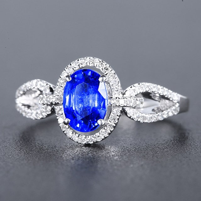 14k Gold 1.41 Ctw Natural Sapphire & Diamond Ring - 3